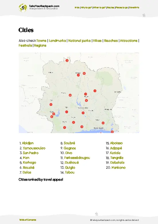 example page 6 from our offline Travel Guide for Côte d’Ivoire